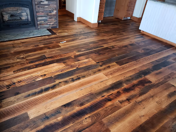 Custom hardwood floor installation in Montana home